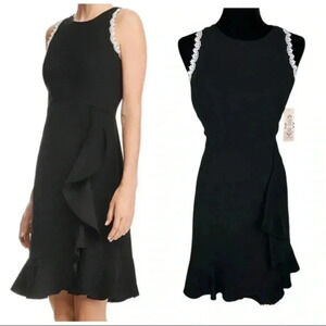 🆕Nanette Lepore Elegant Sleeveless Black Ruffle Dress 4🆕